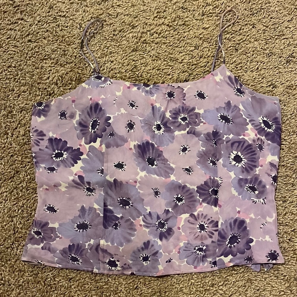 Ann Taylor purple floral tank. Zippered side.